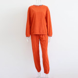 autumn and winter corduroy round neck long-sleeved sweater tops trousers two-piece casual sport suit tracksuits