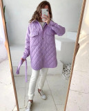 Long breasted lapels loose and warm rhombus cotton Jackets Coats autumn and winter all-match thickened cotton clothes
