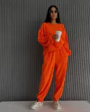 autumn and winter corduroy round neck long-sleeved sweater tops trousers two-piece casual sport suit tracksuits