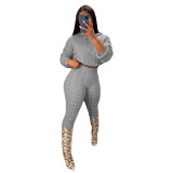 high-elastic solid color anti-pilling knitted sweater sweater suit two-piece sets