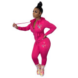 large size spot women's clothing solid color suit personality zipper two-piece set