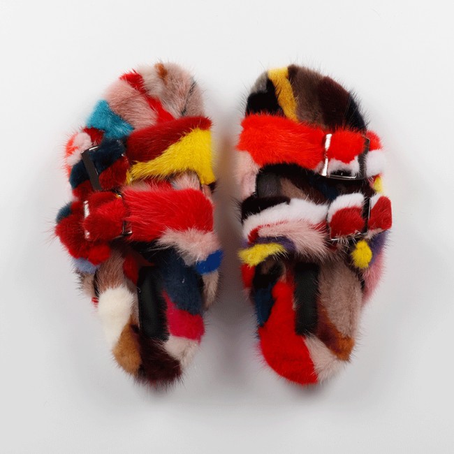High quality Women Fashion Mink Fur Slides Slippers Sandals