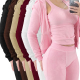 women's clothing  hot-selling models autumn and winter new double-sided velvet vest hoodies three-piece set sports suits