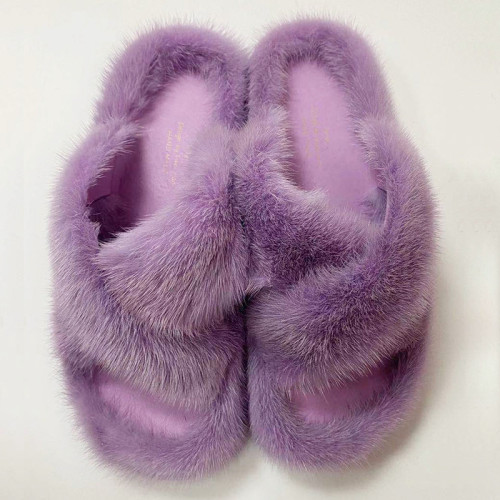 High quality Women Fashion Mink Fur Slides Slippers