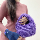 Autumn and winter new mop plush handbag candy color bag cute fashion marshmallow hand holding small square handbags
