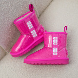 Children's waterproof snow boots winter new girls candy color warm snow boots baby non-slip mid-boots