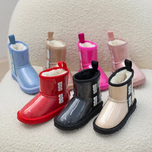 Children's waterproof snow boots winter new girls candy color warm snow boots baby non-slip mid-boots