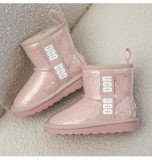 Children's waterproof snow boots winter new girls candy color warm snow boots baby non-slip mid-boots