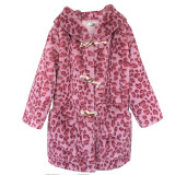 Rose pink leopard print imitation rex rabbit furry faux fur mid-length occupation loose winter women's coat horn button coats