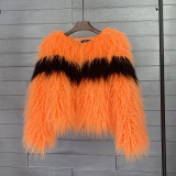 Splicing color faux wool imitation fur coat beach wool women's short coat lamb hair Coats