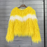 Splicing color faux wool imitation fur coat beach wool women's short coat lamb hair Coats