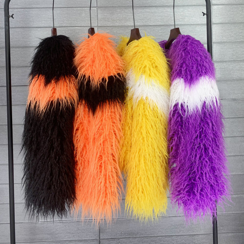 Splicing color faux wool imitation fur coat beach wool women's short coat lamb hair Coats