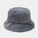 hot sale solid color simple imitation rabbit fur fisherman hat autumn and winter outdoor warm plush basin hats caps