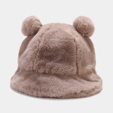 Plush fisherman hat female trendy winter cute faux rabbit fur warm basin hats caps