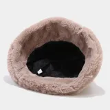 Plush fisherman hat female trendy winter cute faux rabbit fur warm basin hats caps
