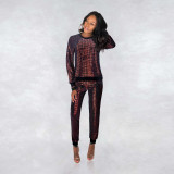 nightclub women's clothing wholesale sexy sequins long sleeve multicolor suit S-2XL multi size two pieces sets