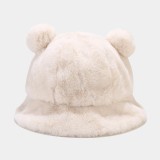 Plush fisherman hat female trendy winter cute faux rabbit fur warm basin hats caps