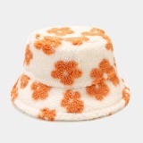 the new cute flower fisherman hat women's autumn and winter outdoor lamb wool warm casual travel hat