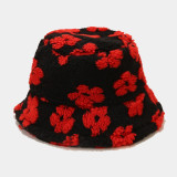 the new cute flower fisherman hat women's autumn and winter outdoor lamb wool warm casual travel hat