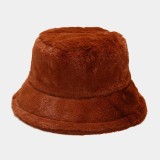 hot sale solid color simple imitation rabbit fur fisherman hat autumn and winter outdoor warm plush basin hats caps