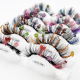 Halloween Christmas false eyelashes 20MM stage makeup party  festivals colored glitter eyelashes