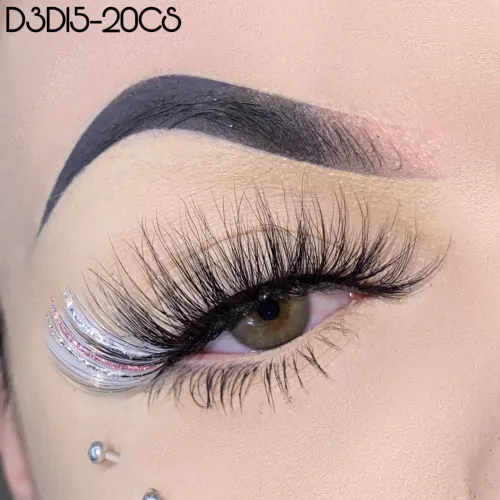 Explosive glitter imitation mink 20mm false eyelashes thick curling Halloween Christmas glitter glitter eyelashes