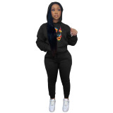 Plus size autumn and winter women's clothing solid casual two-piece hooded sweater set tracksuits two pieces sets