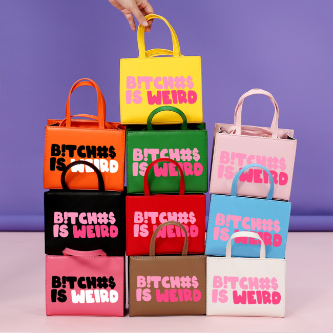 New Arrival Fashion Printed Letter Logo Vegan Leather Square Bags Women Handbags Ladies Custom Tote Bag Purses and Handbags