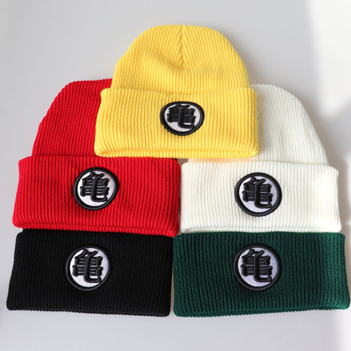 Rock Embroidery Warm Knit Hats Woolen Hip Hop Pullover Winter Hat Cold Caps
