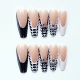 Halloween Long T Artificial Nail Patch Halloween Black Wearing Nail Patch Wholesale Press on nail