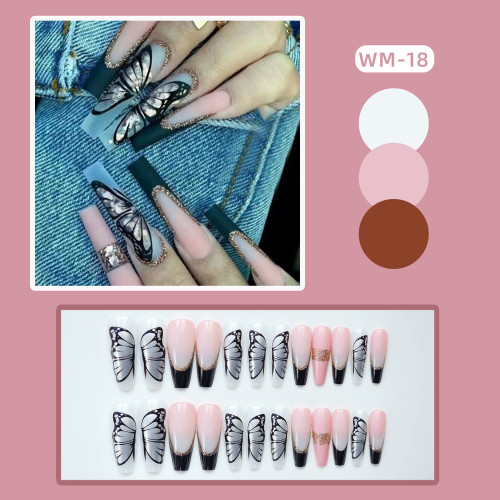 Halloween Long T Artificial Nail Patch Halloween Black Wearing Nail Patch Wholesale Press on nail