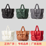 new down cotton padded women's bag simple space bag solid color soft square filling one shoulder handbag