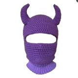 new knitting hat Halloween party funny style parent-child cowhorn mask one piece wool hat