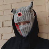 new knitting hat Halloween party funny style parent-child cowhorn mask one piece wool hat