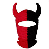 new knitting hat Halloween party funny style parent-child cowhorn mask one piece wool hat