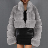 casual top autumn and winter new style fashion popular  women's faux imitation fur coat