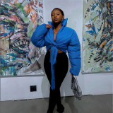 New Style New Women's Fashion Stand Collar Solid Short  Bubble Coat Puffer Jackets