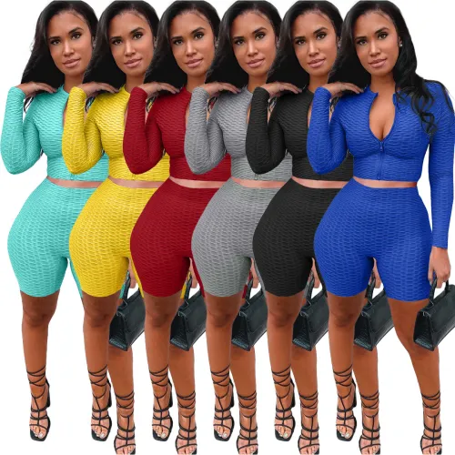 L238 women's wholesale leisure sports long sleeved cardigan yoga two-piece suit