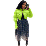 New Style New Women's Fashion Stand Collar Solid Short  Bubble Coat Puffer Jackets