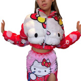 Cute girl hello kitty printed cotton dress women's ins short cotton dress top women's autumn coat bubble coats
