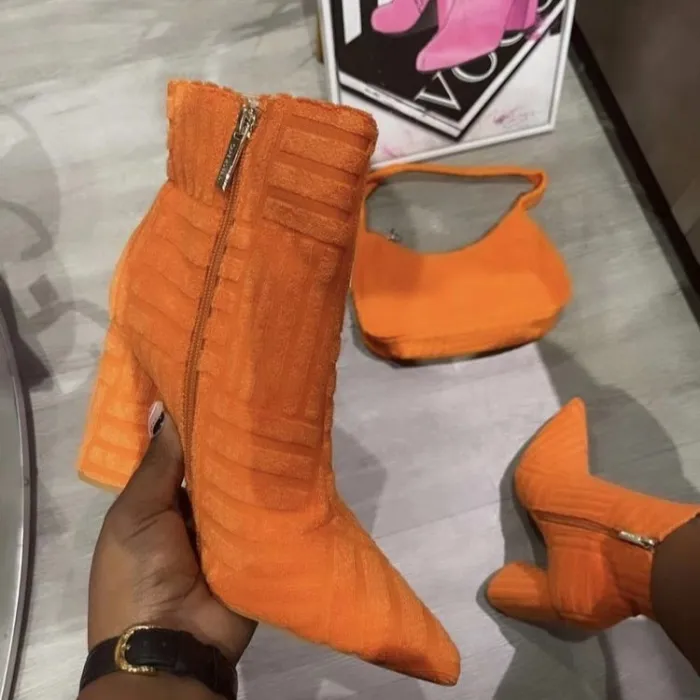 Women's boots casual bare boots women's high top thick heel high heel short boots
