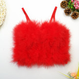 Feathers underwear short style full fur wrapped chest net popular blogger sweet and hot bra Tops Top