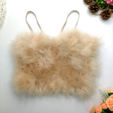 Feathers underwear short style full fur wrapped chest net popular blogger sweet and hot bra Tops Top