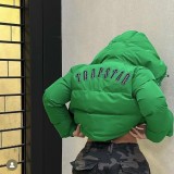 Autumn and winter warm hooded short sleeved coat simple letter printed cotton padded jacket Bubble Coats
