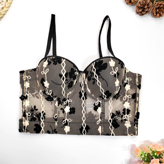 suspender top nightclub sexy bra stage style short bras Top Tops