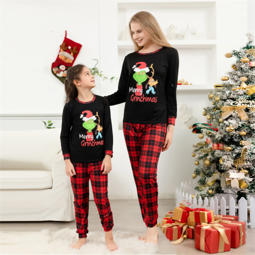 2022 Funny Christmas Family Matching Pajamas Sets Xmas Daddy Mommy and Me Pj's Clothes Plaid Father Mother Kids Pyjamas Outfits