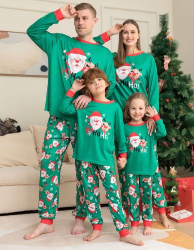 Family Matching Clothes Christmas Parent-child Pajamas Cartoon Print Long Sleeve Pajamas Jumpsuit Sleepwear Suit