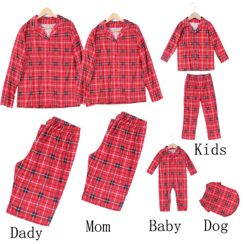 Family Matching Clothes Christmas Family Matching Pajamas Plaid Cotton Mother Father Baby Kids Dog Father Mother Kids Sleepwea