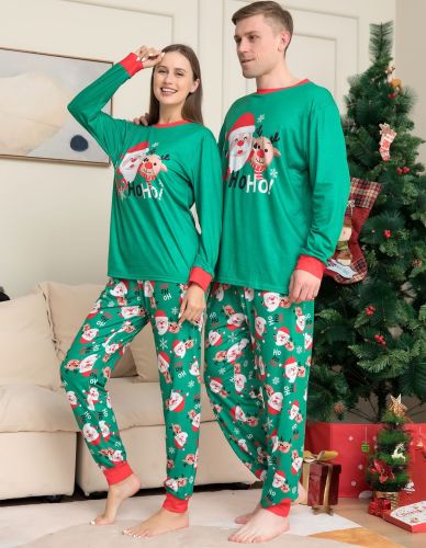 Family Matching Clothes Christmas Parent-child Pajamas Cartoon Print Long Sleeve Pajamas Jumpsuit Sleepwear Suit
