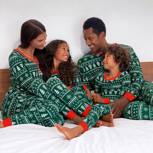 Christmas Tree Family Matching Clothes Pajamas Mommy Daughter Daddy Son Baby Clothing Splicing Family Clothes New Year